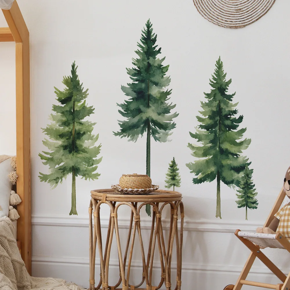 2Pcs Large Tropical Green Plant Wall Sticker Vinyl DIY Forest Trees Decals Self-adhesive for Living Room Bedroom Home Wall Decor