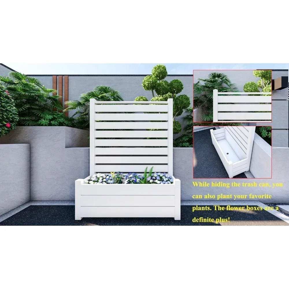 

# Забор для кондиционера No-Dig, 36 дюймов Ш X 45 дюймов В, белый виниловый забор для конфиденциальности с коробкой для горшка для мусорного бака, оборудования для бассейна (2 панели)