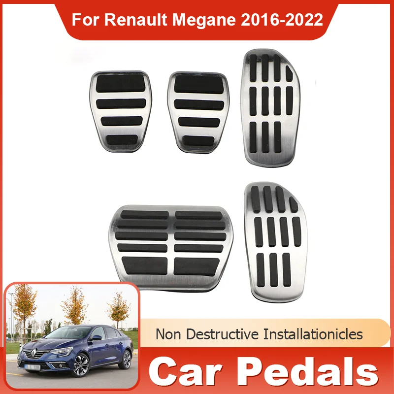 

for Renault Megane IV 2021 2020 2016~2022 Stainless Steel Car Foot Pedals Accessories Gas Fuel Brake Restfoot No Drilling Pedal