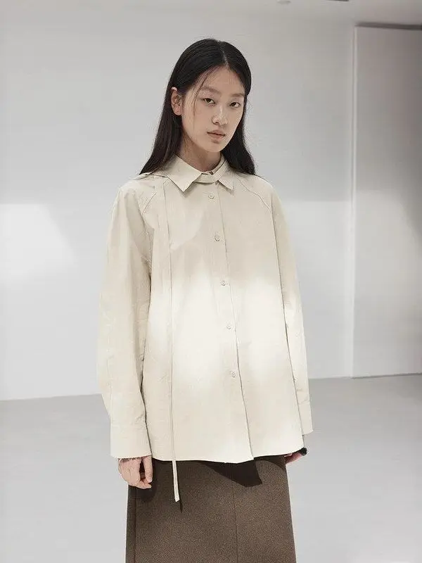 

ForloveNancy Korean Sle Pure Cotton Thiened Loose Women's irt Spring 2026 Belted A-Line Design Meat Concealing