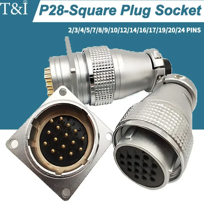 P28 Luftfahrt quadratische Steckdose Stecker-kreisförmig, Stoß verbindung, Stecker und Buchse.2/3/4/5/7/10/12/14/16/19/20/24 Pin p28k2q pls28