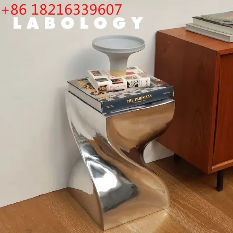 TAO Stainless steel special-shaped coffee table designer twist stool sofa edge creative corner table