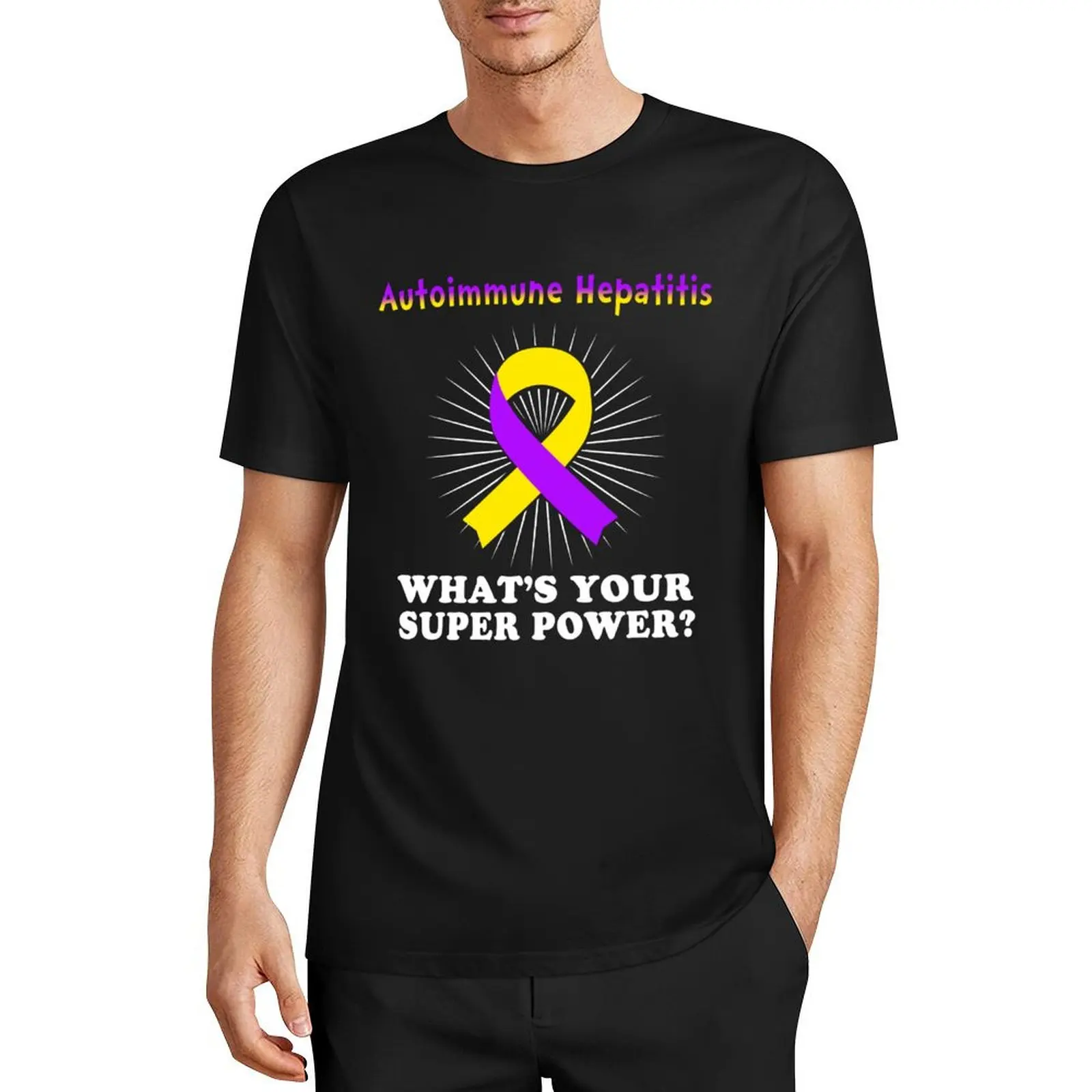 

I Battle Autoimmune Hepatitis Funny Autoimmune Hepatitis Warrior Gift T-Shirt summer tops anime clothes Men's cotton t-shirt
