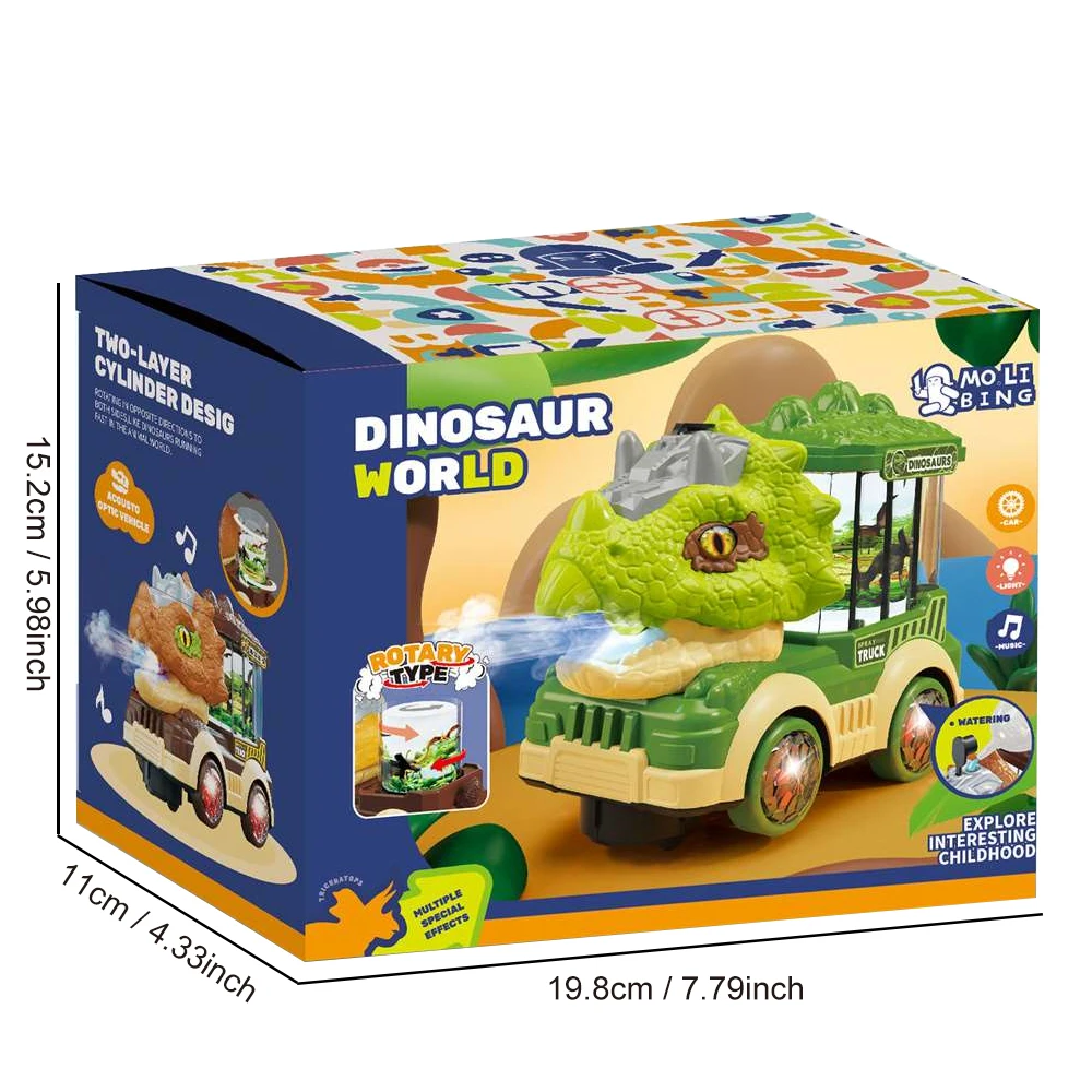 Coche de juguete eléctrico con forma de dinosaurio iluminado con música