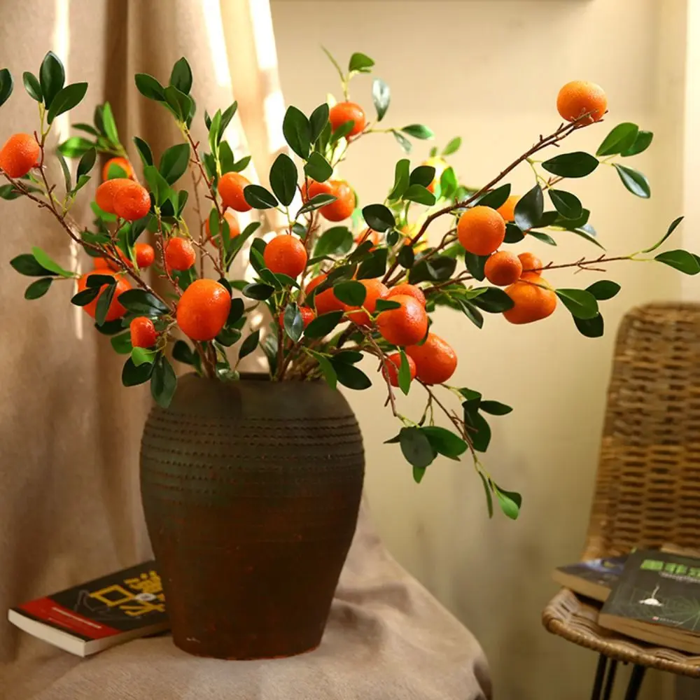 87cm Artificial Kumquat Autumn Fruit Elegant Realistic Simulation Orange Branches Handmade Plastic Fake Fruits Home Decor