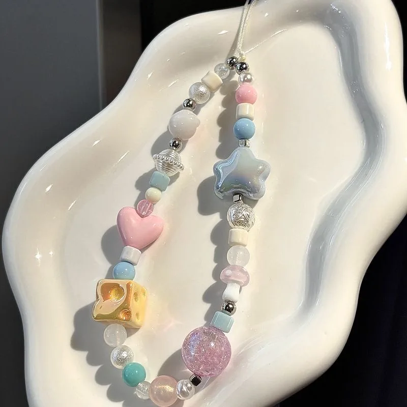 

Блестящий браслет с блестящими звездами и любовью, мультяшный ремешок для телефона для iphone airpods, анти-потерянный веревочный кулон, брелок