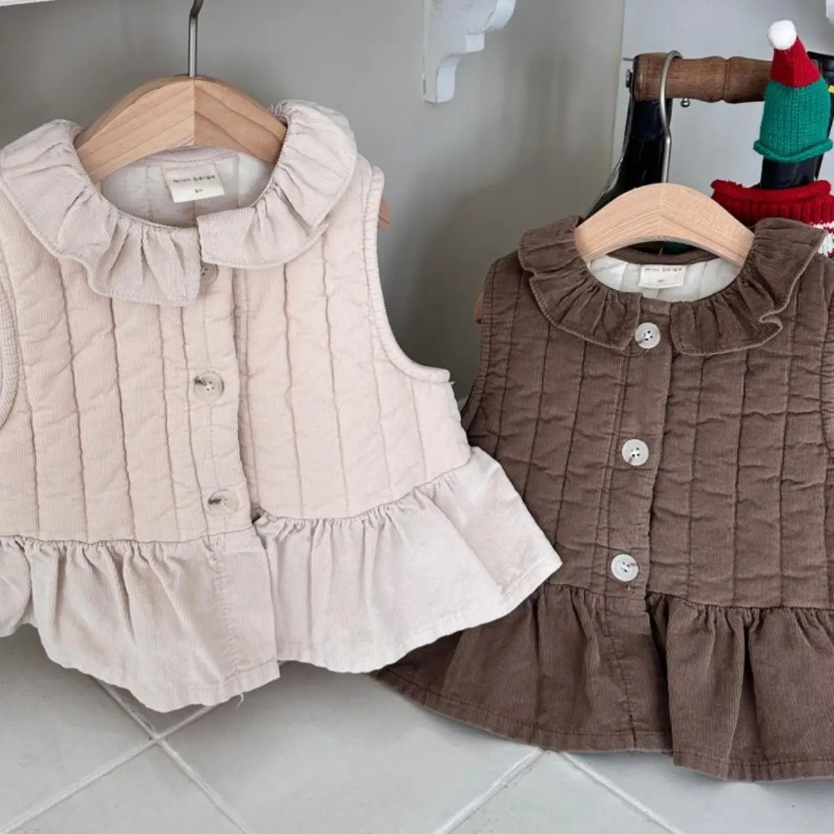 Colete de cardigã sem mangas acolchoado de algodão infantil, tops casuais, colete infantil, monocromático, menino, menina, bebê, novo, outono, inverno