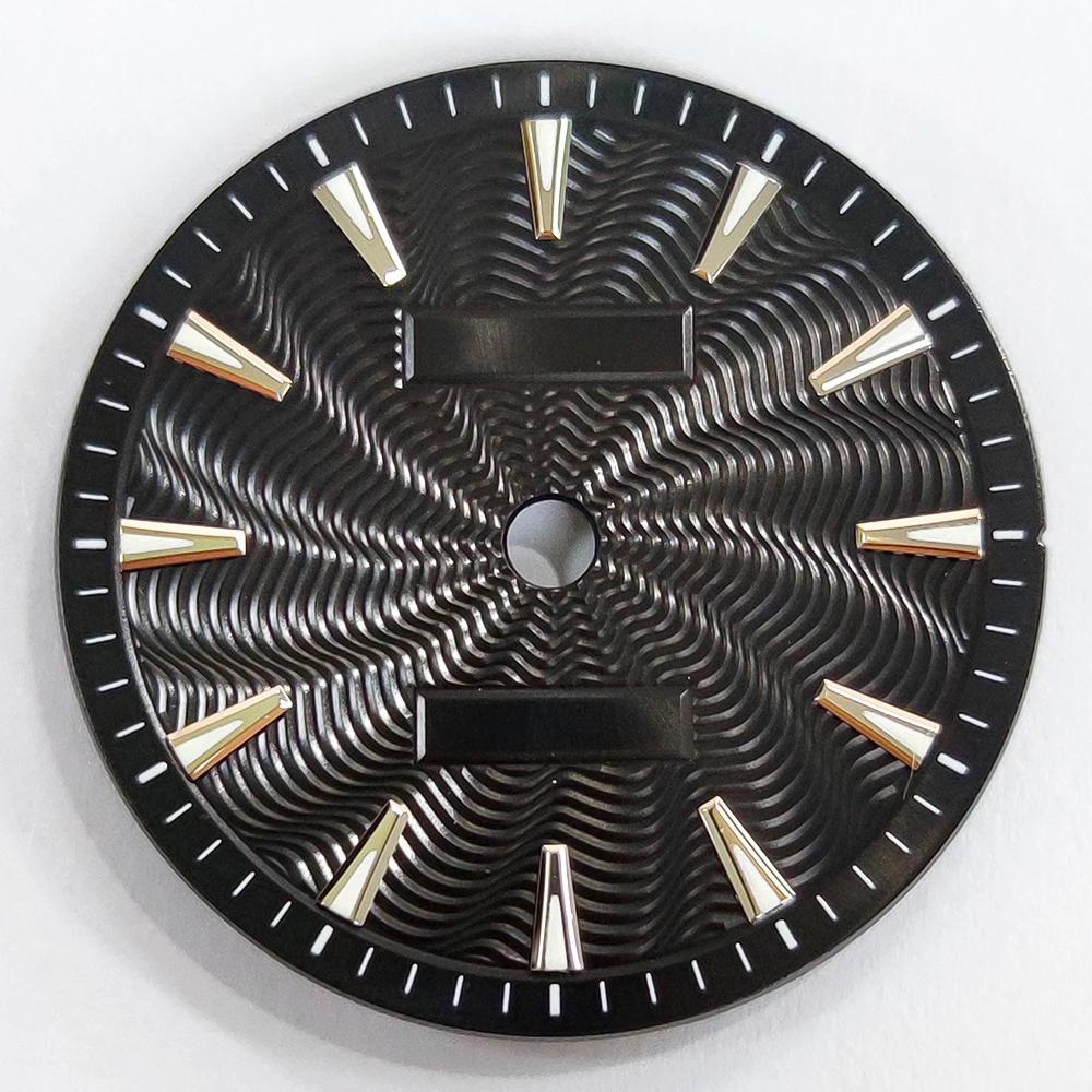 28.5 مللي متر قرص NH35 قرص ساعة رجالي مناسب لحركة NH35/NH34/Miyota8215 موجة الحبوب الوجه الهاتفي ساعة الملحقات