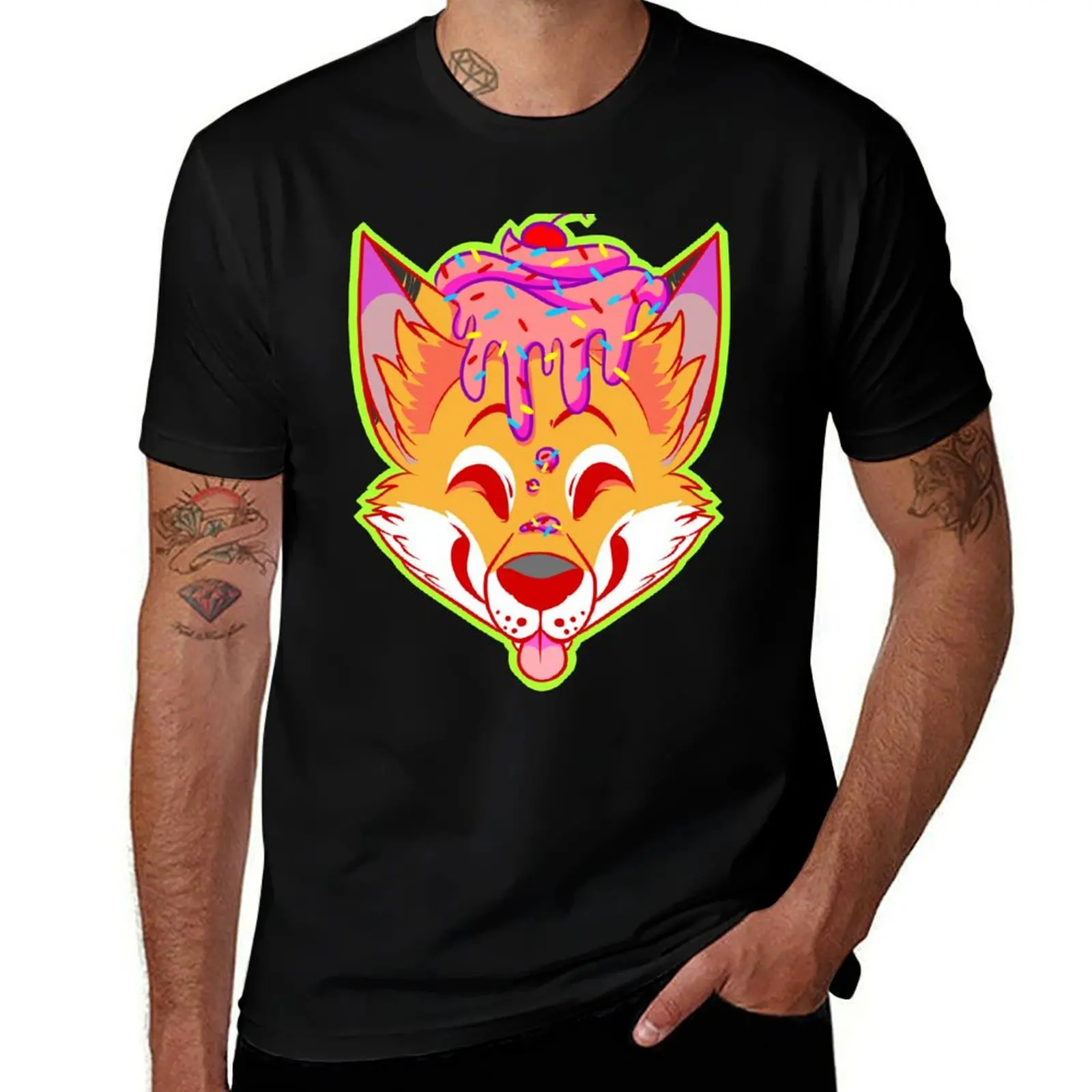 Cupcake Fox T-Shirt Anti-Fade Casual Tee Shirt T-Shirt