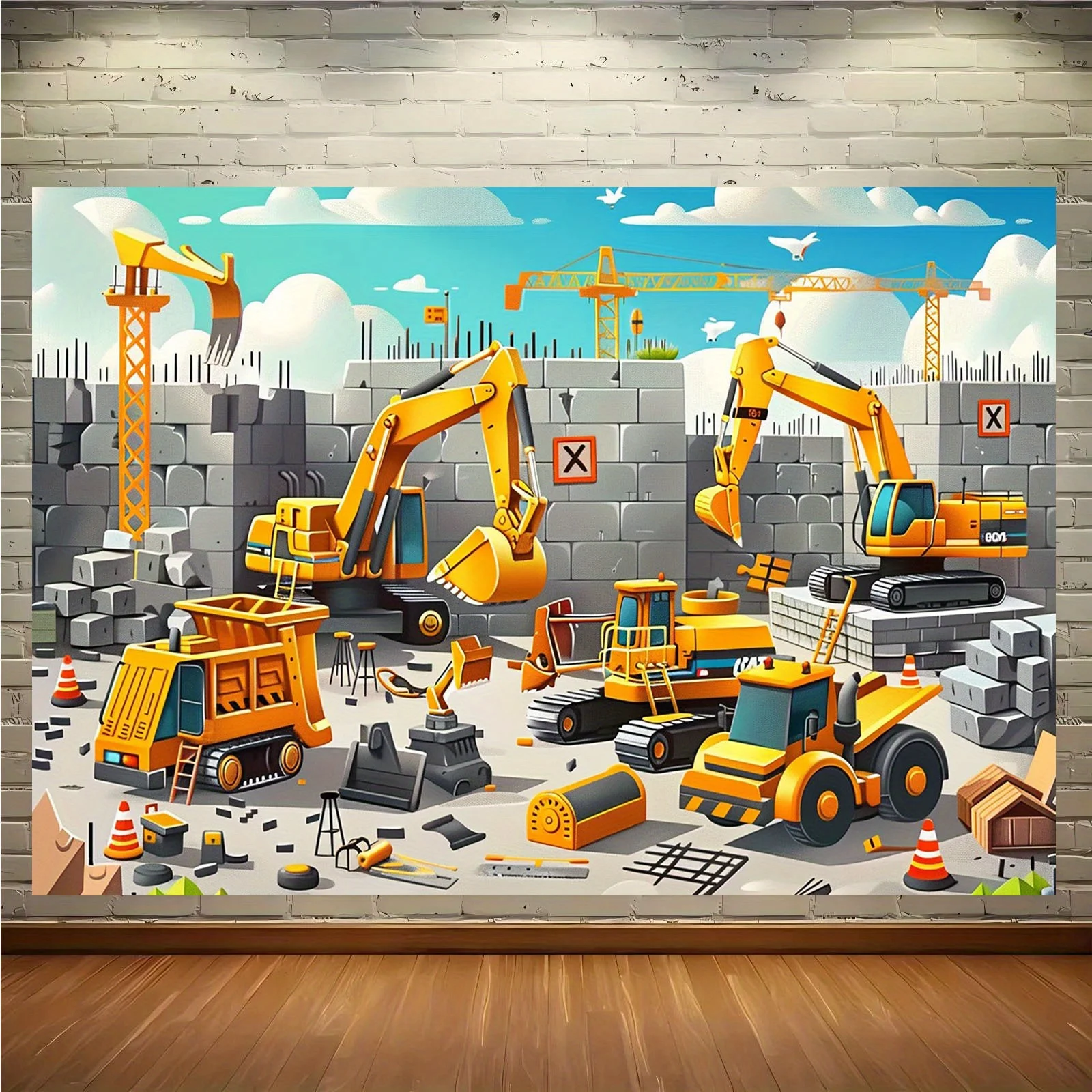 Bannière de fête pour chantier - Heavy Equipment Construction avis et prix