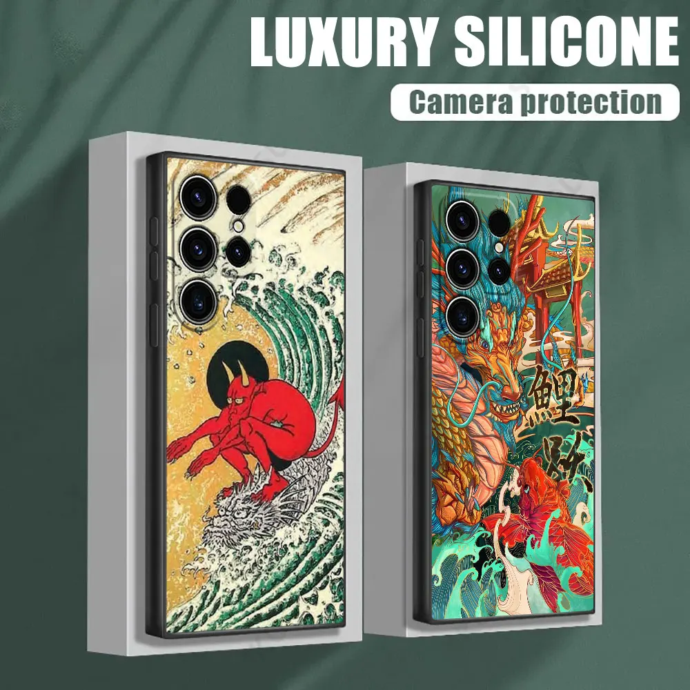 Japanische Kultur-Wellen-Drachen-Anime S26Ultra Hülle für Samsung Galaxy S26 S25 S24 S23 S20 S21 FE S22 Ultra Plus Handyhüllen Telefonabdeckung