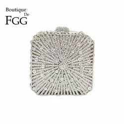 Boutique De FGG (disponibile) pochette da sera da donna in cristallo da sposa Minaudiere Box borse e portamonete con strass