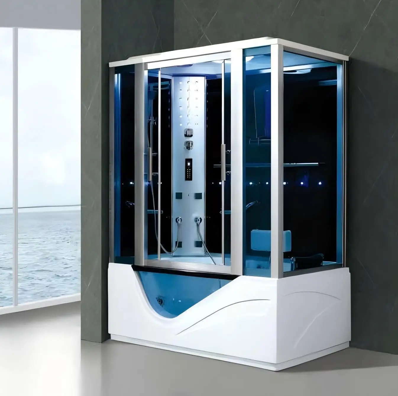 1.6m single deluxe rectangular steam room Jacuzzi dual-purpose closed wet steam