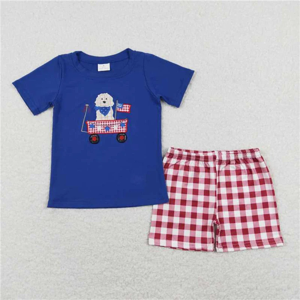 

Baby Boys July 4th Dog Flag Tee Shirts Tops Shorts Clothes Sets