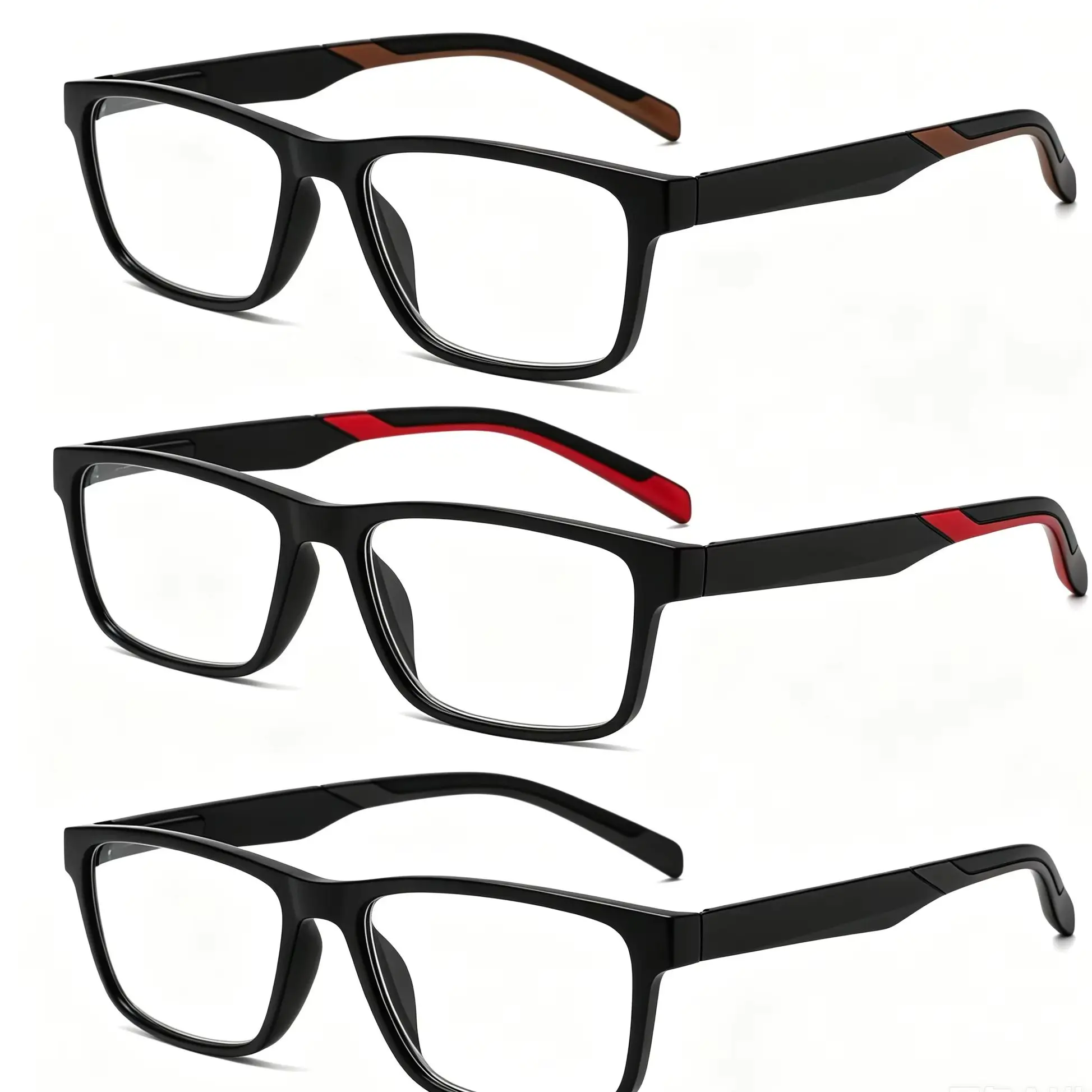 3PCS 3 Pairs Fashion Square Frame Blue Light Blocking Glasses for Women & Men view 4