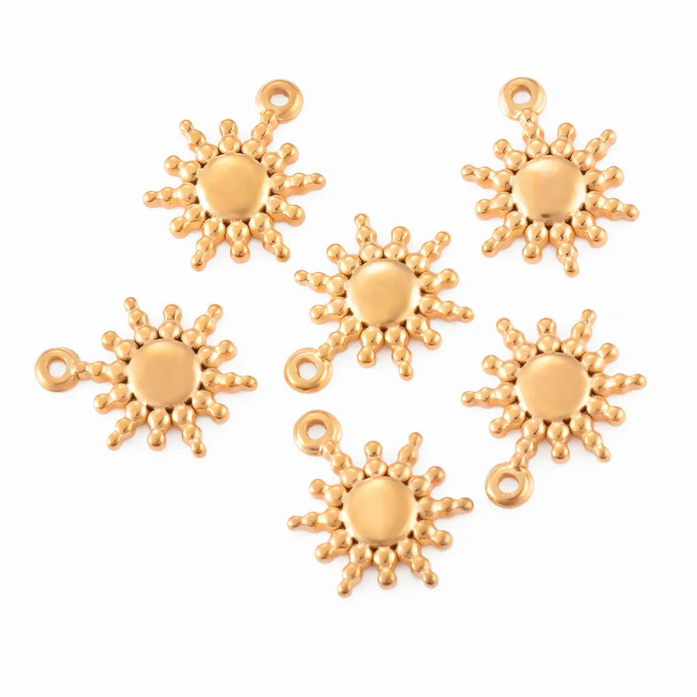 

10pcs Small Sun Charms Plated Gold Pendants Mini DIY Stainless Steel Jewelry Making Earrings Supplies Wholesale Accessories