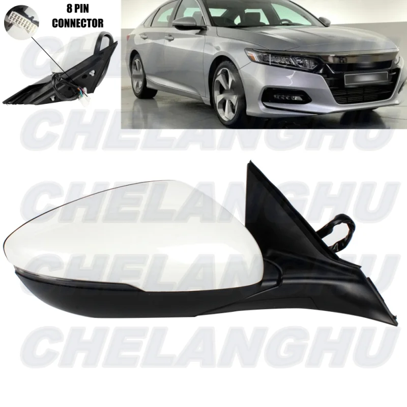 

For Honda Accord 2018 2019 2020 2021 2022 2023 US Version Right Side 8 Pins White Painted Blind Spot Mirror Assembly