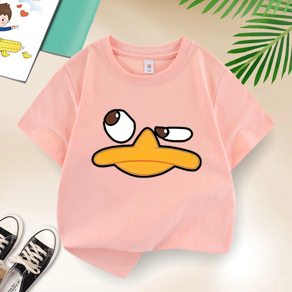 Disney Boys Girls Cute little Yellow Duck Short sleeve baby baby creative cartoon casual T-shirt funny street Harajuku top