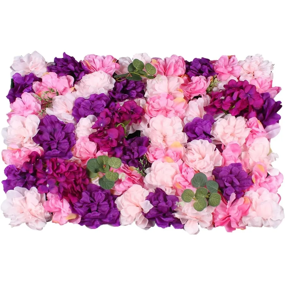 6 Pack Artificial Flower Wall Panels Flower Wall Panel Backdrop Faux Hydrangea Rose Flower Backdrop Panels for Flower WallDecor