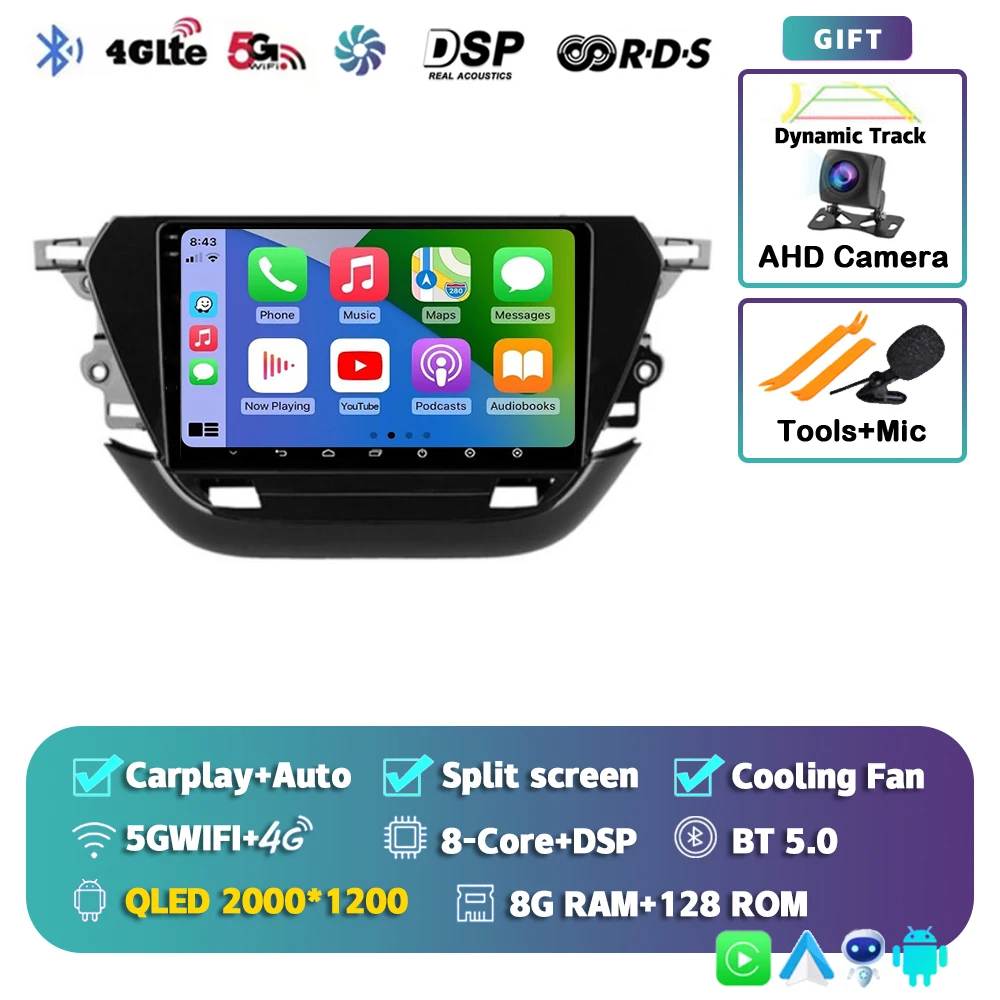 Android 15 Autoradio Multimedia Speler Voor Opel Corsa F 2019-2023 Auto Carplay Autoradio DSP wifi + 4G Ai voice 2 Din BT Video