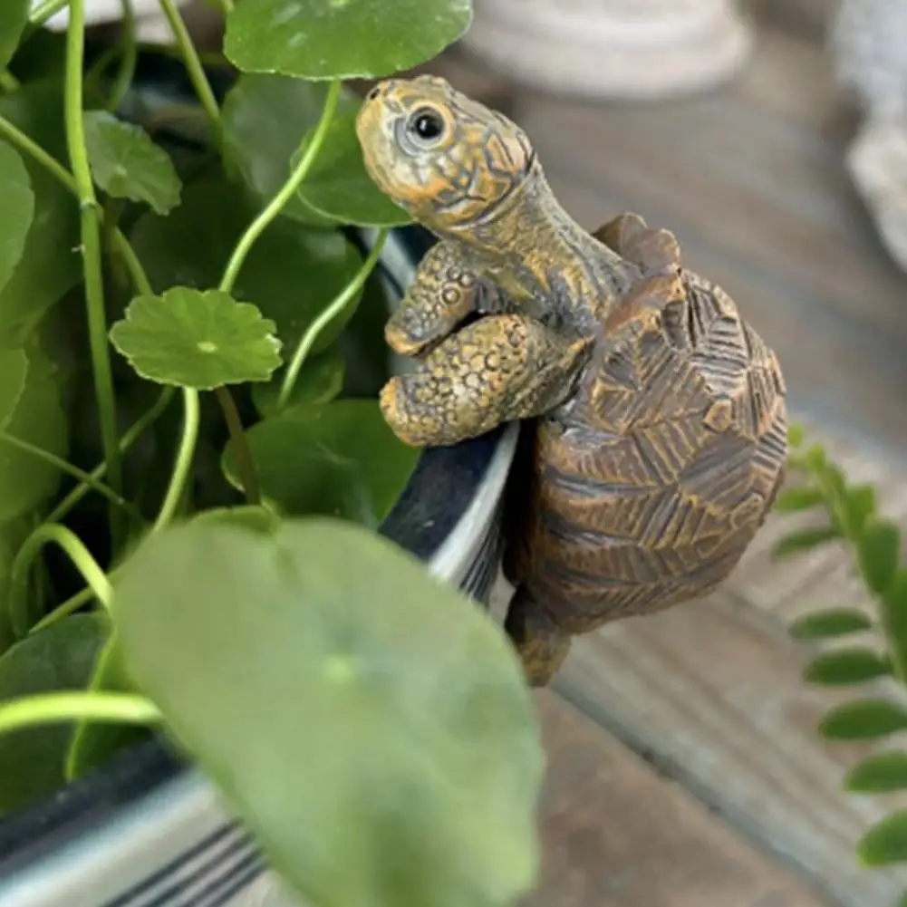 Niedliche Schildkröten-Blumentopf-Dekorationen, Klettertier-Figuren, Pflanzentopf-Aufhänger, Blumentopf-Dekoration, Hängende Schildkröte, Aquarium-Deko – Detail 5