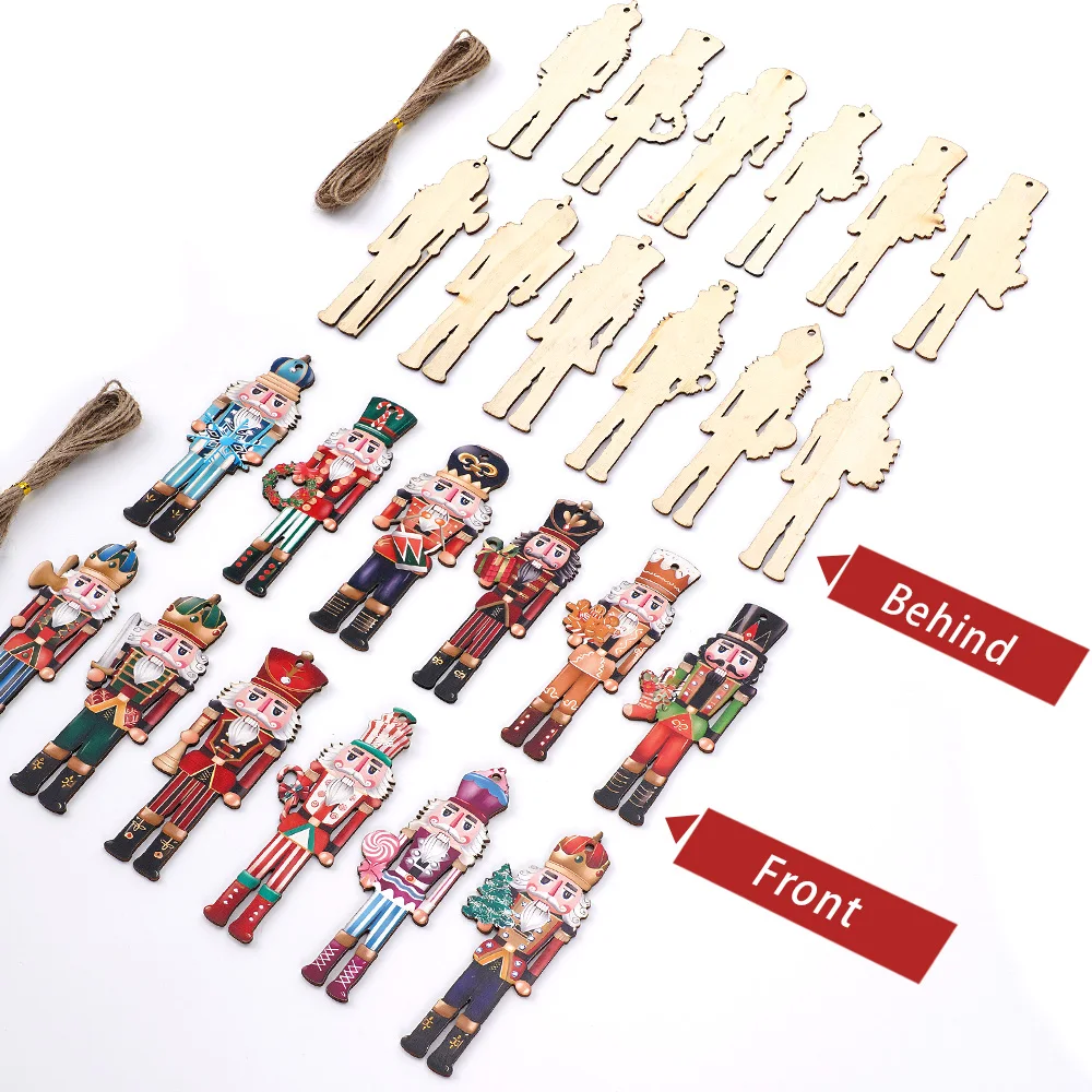 12/24/36Pcs Weihnachten Holz Anhänger Nussknacker Soldat Hängen Ornament Holz Geschenk Für Weihnachten Baum Neue Jahr party Dekoration – Detail 11