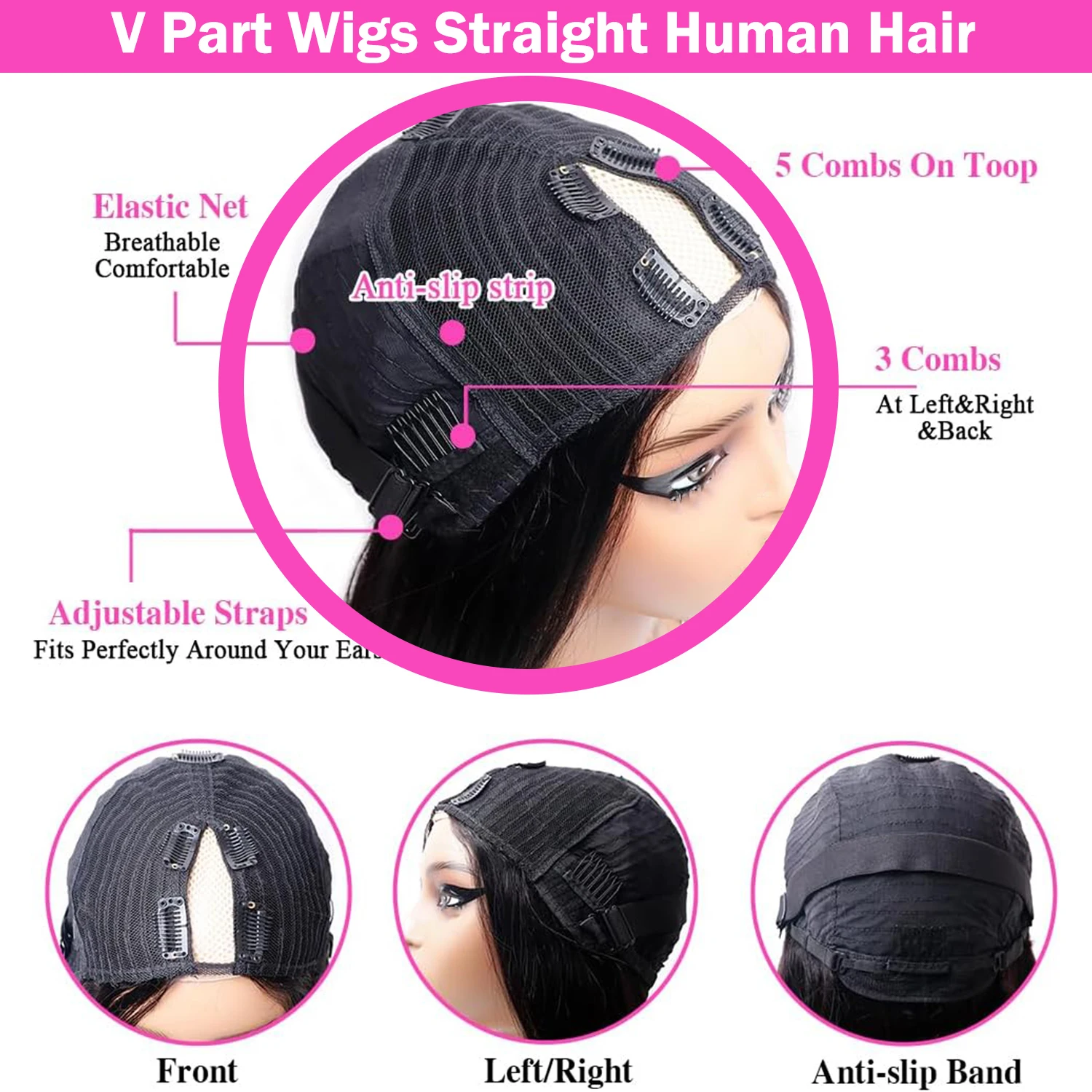 المرأة الخامس جزء شعر طبيعي مفرود شعر مستعار البرازيلي شعر ريمي الباروكات مع مقاطع 180% الكثافة اللون الطبيعي للمبتدئين ودية U جزء