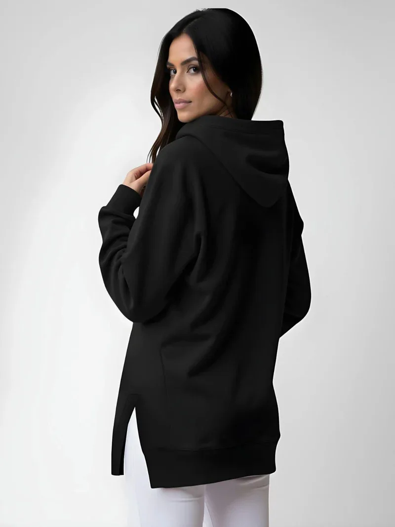 Hoodies Coats Women Solid Sweatshirts Jacket Pocket Drawstring Hooded Slight Strech Loose Casual Office Lady 2026 Spring Autumn