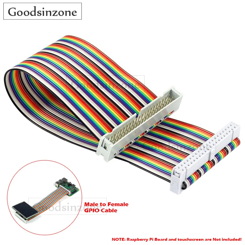 

40-Pin GPIO Extension Cable - 8 Inch Male to Female Ribbon for Raspberry Pi 5/4/3/2 & 3.5/5 inch TFT Touch Screen Display