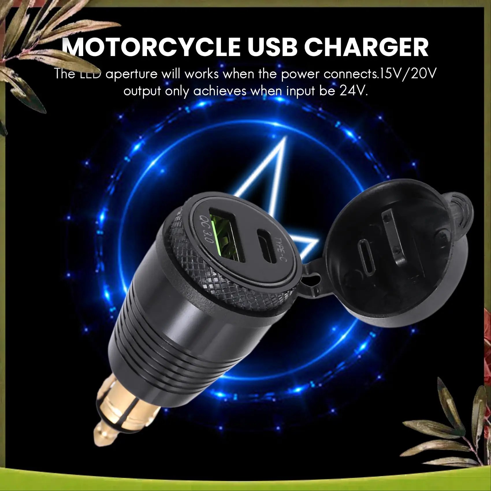 

Portable Motorcycle DIN Plug Waterproof Charger To QC3.0 USB Charger & Type C 30W Power Delivery Adapter Socket
