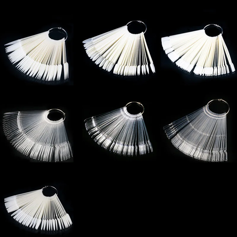 50 unids/set puntas de uñas herramientas de exhibición de colores placa de color práctica placa de uñas herramientas de manicura en forma de abanico