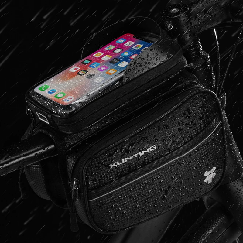 Xunting Mountain Bike Bag Front Handlerbar Bag Rainproof 6.8inch Mobile Phone Case Bicycle Top Tube Bag Cycling Accessories