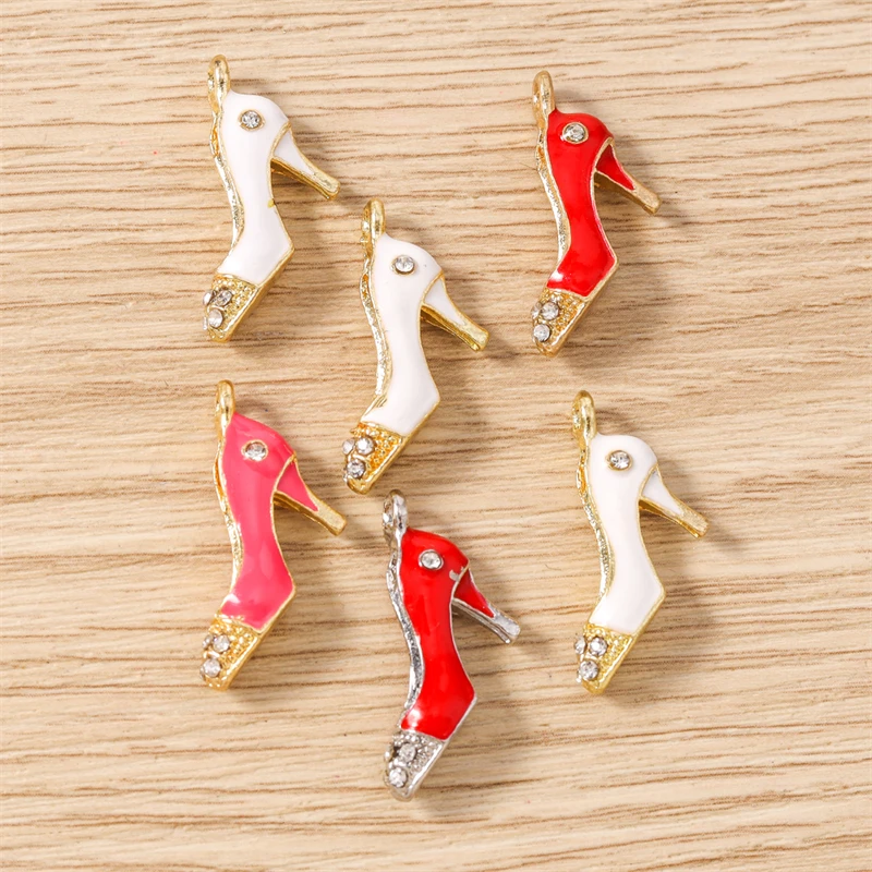 10 Stück 11x23mm Niedliche Emaille High Heels Anhänger für die Herstellung von Ohrhängern, Halsketten, Armbändern, DIY-Bastelarbeiten, Schmuckzubehör – Detail 9