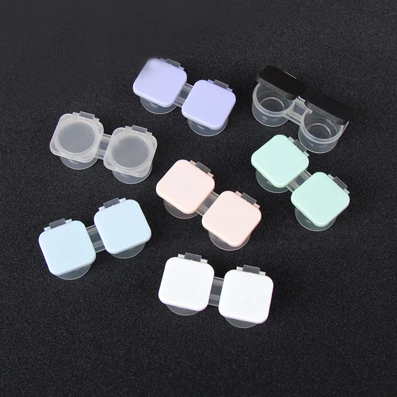 Mini Portable Contact Lens Case Transparent Eye Care Box with Tweezers Suction Set
