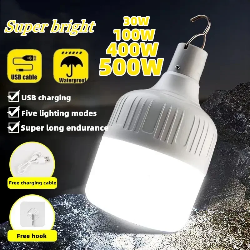 500W USB Rechargeable LED Emergency Lights Outdoor Portable Lanterns Emergency Lamp Bulb Battery Lantern BBQ Camping Light