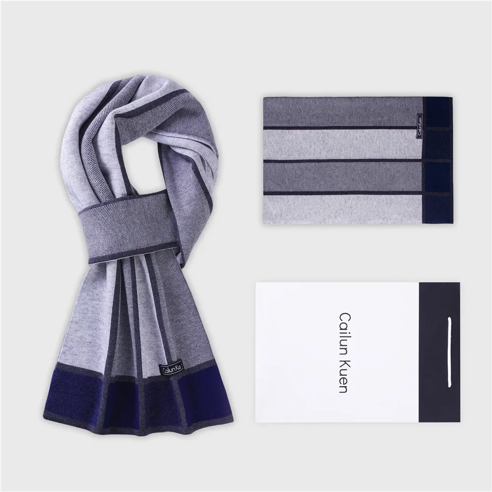 High Quality Fashion Design Wool Scarf Men Autumn Winter Thick Warm Soft Muffler Male Plaid Knit Cashmere Business Scarf Gents