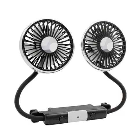 차량용 USB 팬 듀얼 헤드 냉각 에어 팬 독립 스위치 3단 속도 조절 자동 헤드레스트 쿨러 팬 (뒷좌석용)