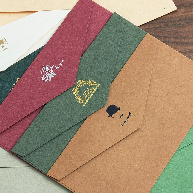 Custom. B2/ B3 Retro Color Gilding Western Style Blank Paper Envelope Business Invitation Kraft Paper Thickening