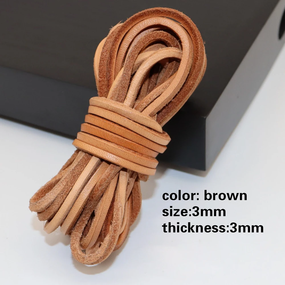 5 Meters Black/Brown/Coffee 3mm Round/Flat Genuine Leather Jewelry Cord String Lace Rope DIY Necklace Bracelet Finding