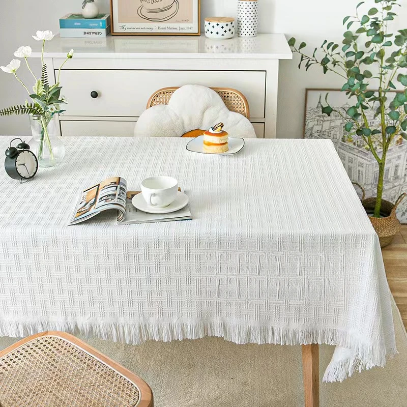 Cotton White Thick Tablecloth Multi Purpose T-Grid Waffle Grid Dustproof Photography Backdrop Cloth Picnic Dessert Table Mat