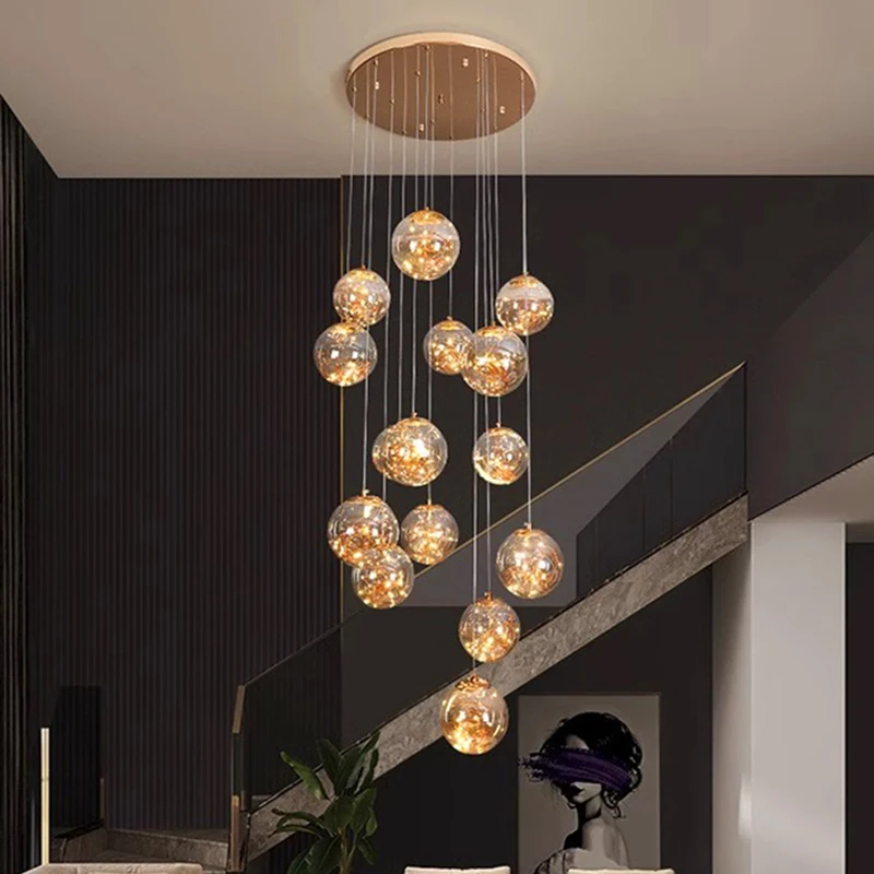 Plafonnier LED suspendu au design moderne, éclairage d'intérieur, luminaire décoratif de plafond, idéal pour un salon ou des escaliers