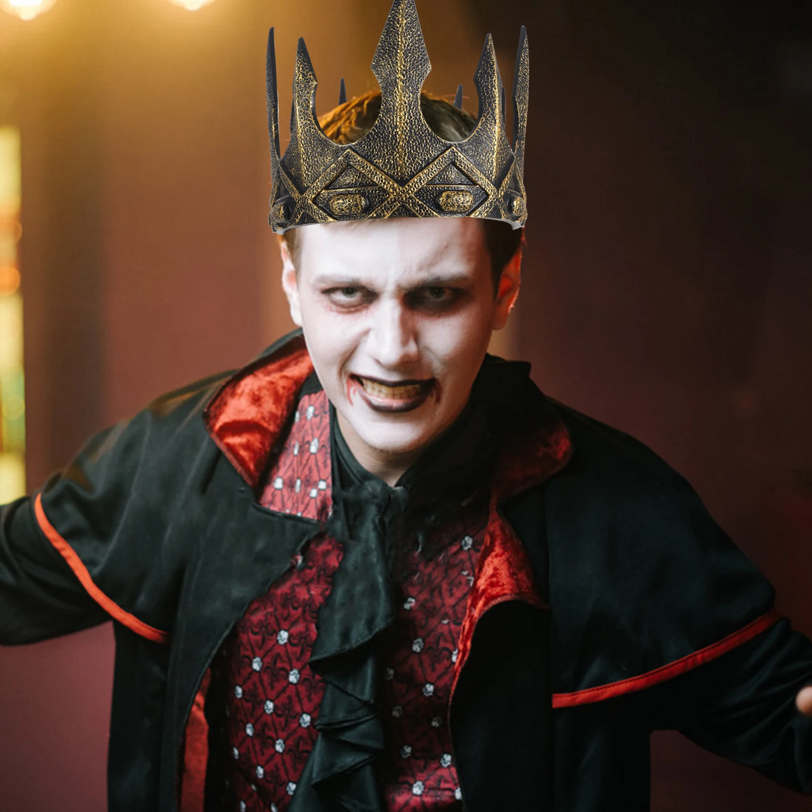 

2Pcs Medieval King Crown for Men Cosplay Wedding Halloween Party Performance Prop Elegant Royal Accessory Medieval Crown