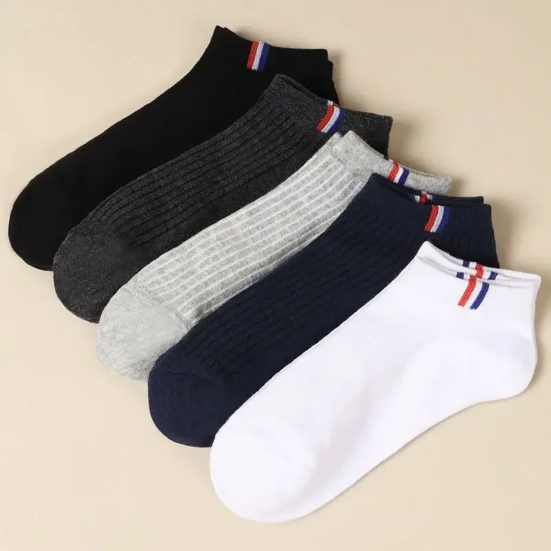 1 Pairs Thin Boat Socks Summer Blending Plain Color Mens Casual Breathable Sweat Absorbing Calibration