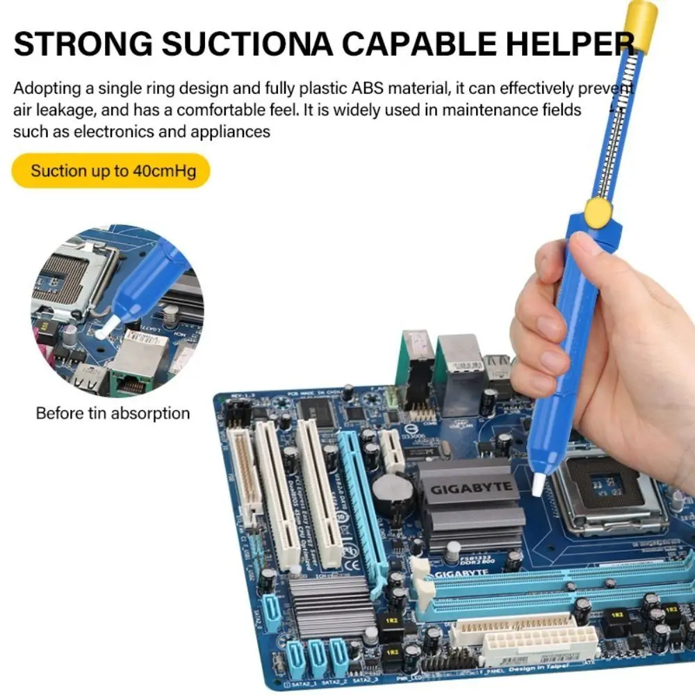 

2Pcs High Temperatures Resistance Tin Absorber Ergonomic Vacuum Manual Solder Extractor Plastic Practical Desoldering Pump