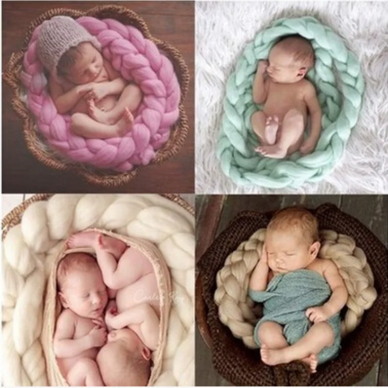 INS Nordic Style Newborn Photography Prop Wrapped Twist Blanket Infant Hand-woven Photo Baby Studio Accessori Posing