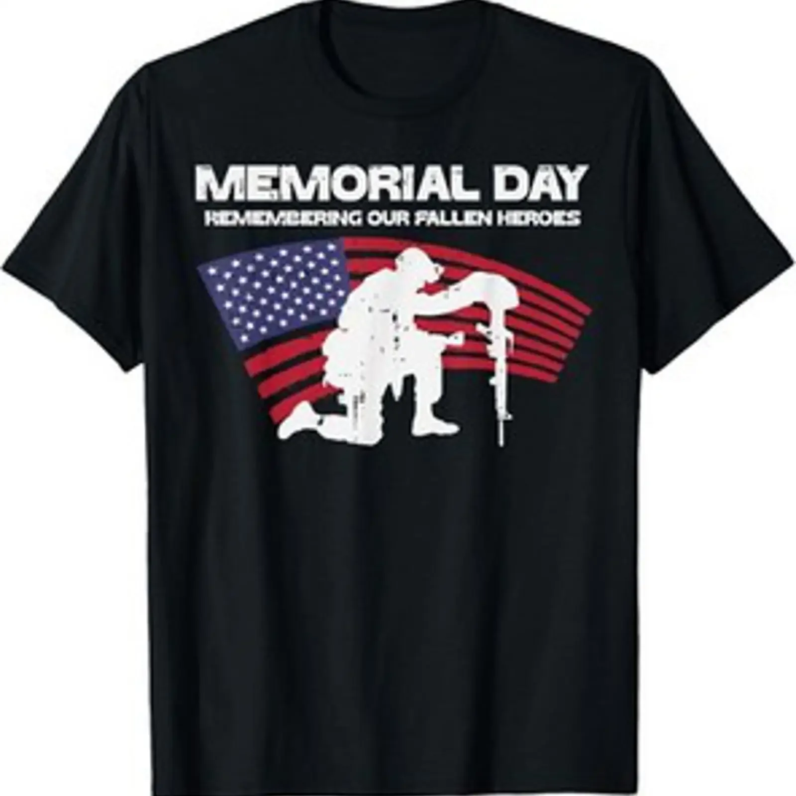 Camiseta Conmemorativa del Día de los Caídos, Recordando a Nuestros Héroes, Bandera de Estados Unidos Vintage, Lavada, Transpirable, Versátil, Informal