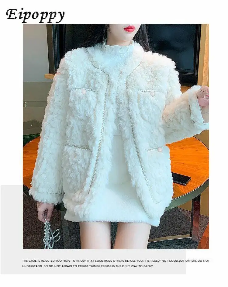 เสื้อโค้ทตัวสั้นแคชเมียร์สำหรับผู้หญิง, เสื้อตัวหลวมสไตล์เกาหลีใหม่สำหรับฤดูหนาว