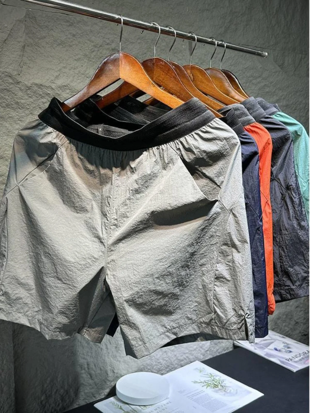 Ice Silk Quick Dry Casual Shorts Men Summer Thin Sport Loose Cool Feeling Five-Point Pants Fashionable Urban Style Straight Leg