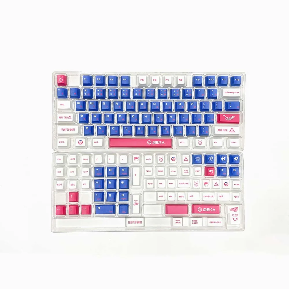 Overwatch‌ Theme Keycap 130 Keys Cherry Profile Top Engraved Sublimation Keycaps Anime PBT Five-sided Sublimation Keyboard Caps