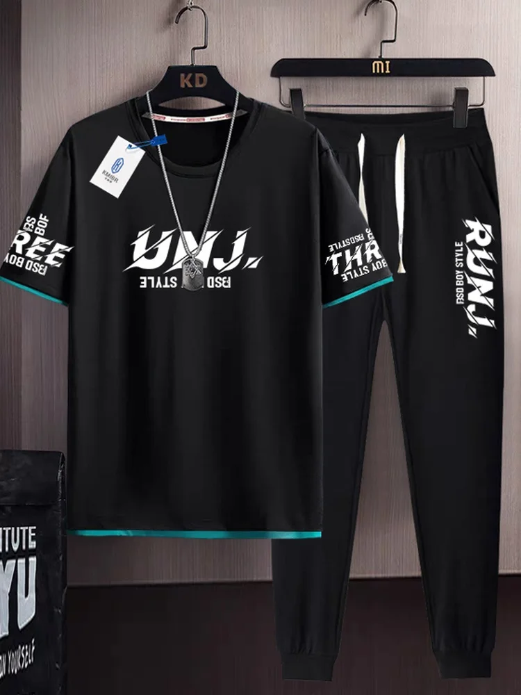 

Summer 2026 Men's ort Sve Spor ort Pants Set Trendy Casual T-irt Youth Polyester Fabric Available in China